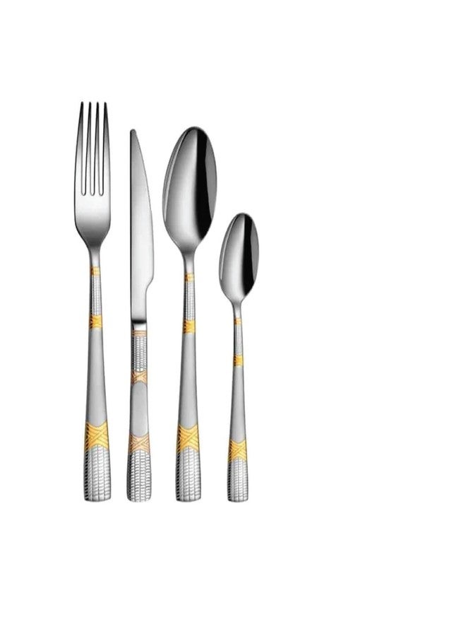Shri & Sam Lush Stainless Steel Cutlery Set, 24-Pieces, Silver - Image 1